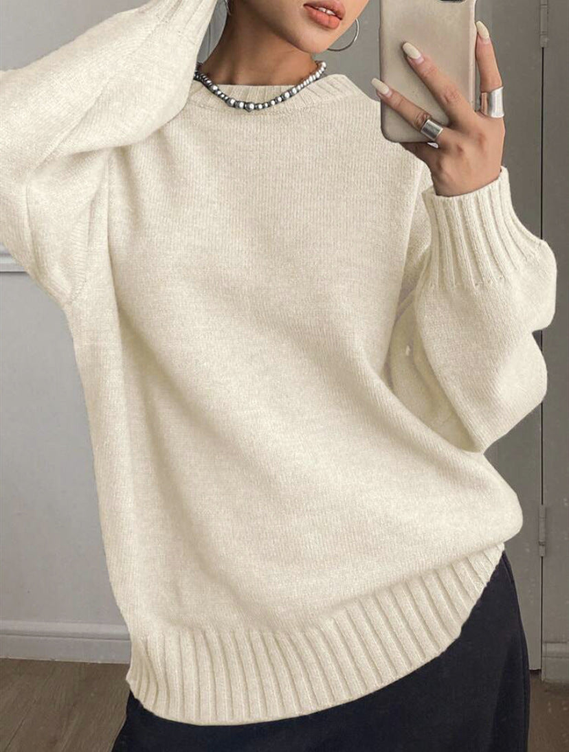 Damernas fritidströja med strukturerade ärmar och ribbad fåll Eva Jonsson-Eva Jonsson