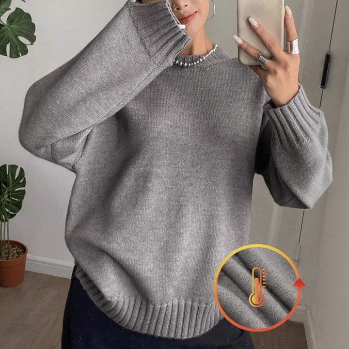 Damernas fritidströja med strukturerade ärmar och ribbad fåll Eva Jonsson-Eva Jonsson