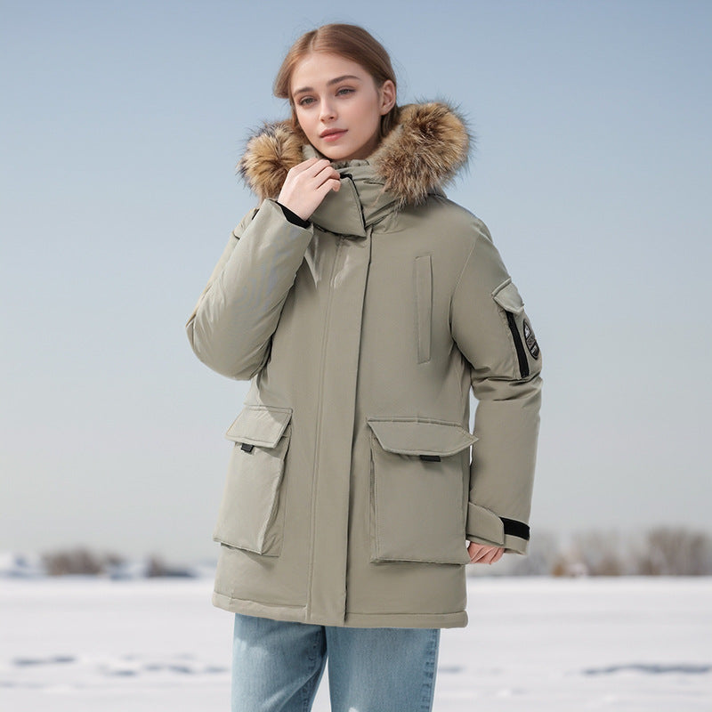 Damernas funktionella parka med avtagbar huva och högkvalitativt konstpäls Mirla-Eva Jonsson