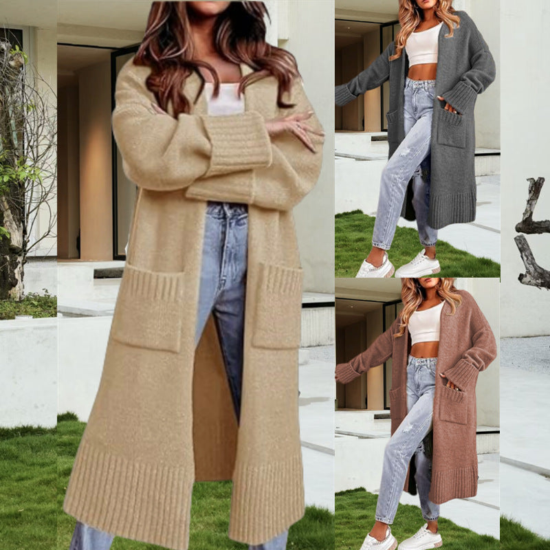 Damernas grovstickad cardigan med djupa fickor och mjukt material Eva Jonsson-Eva Jonsson