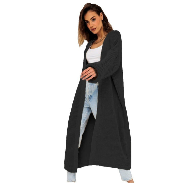 Damernas grovstickad cardigan med öppen stil och avslappnad elegans Eva Jonsson-Eva Jonsson