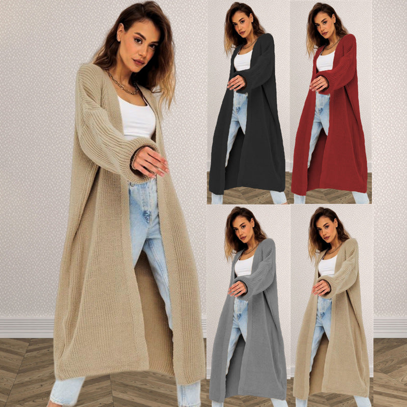 Damernas grovstickad cardigan med öppen stil och avslappnad elegans Eva Jonsson-Eva Jonsson
