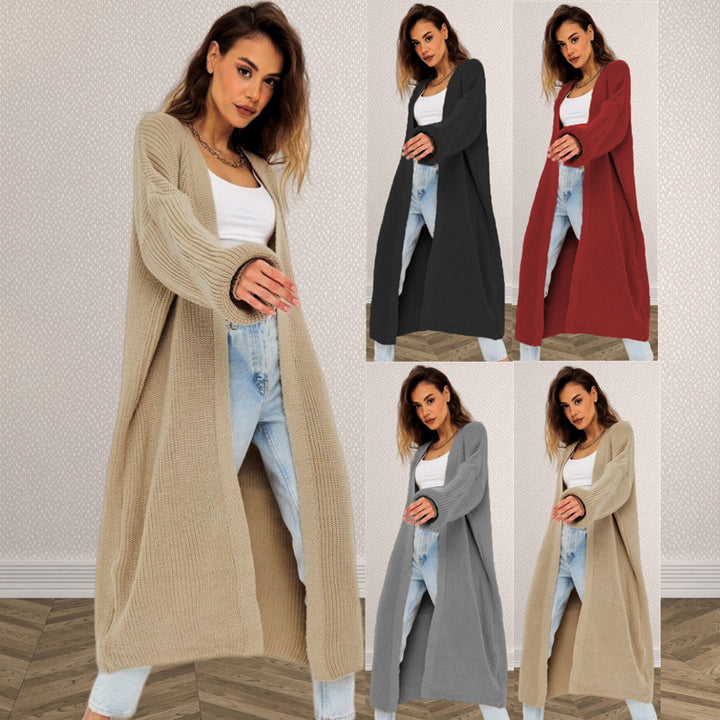 Damernas grovstickad cardigan med öppen stil och avslappnad elegans Eva Jonsson-Eva Jonsson