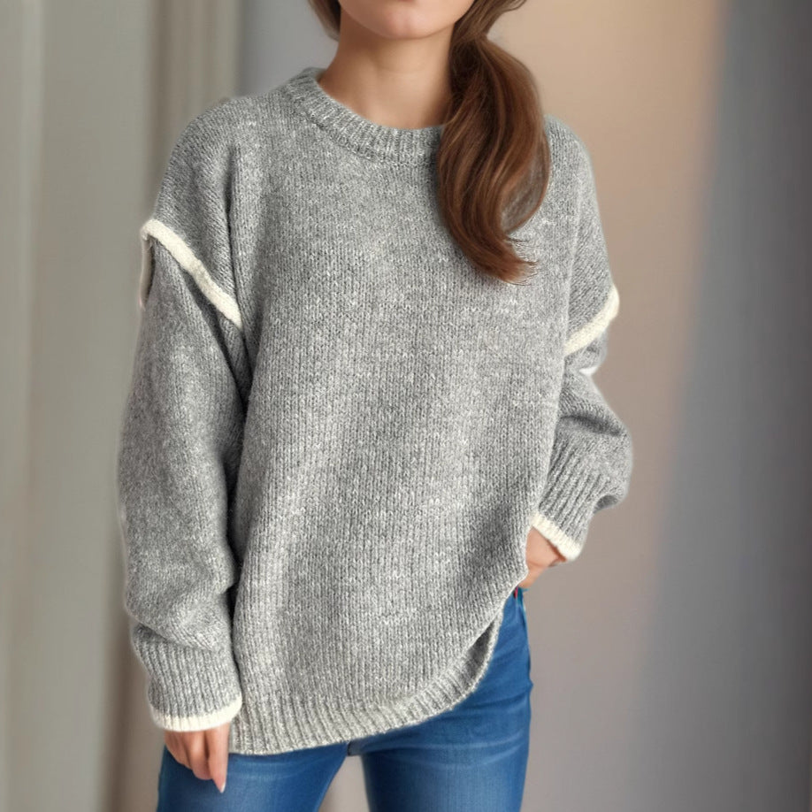 Damernas grovstickad tröja med avslappnad passform och strukturerad design Mirla-Eva Jonsson
