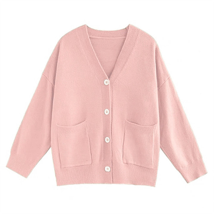 Damernas grovt stickad cardigan med fickor och V-hals Eva Jonsson-Eva Jonsson