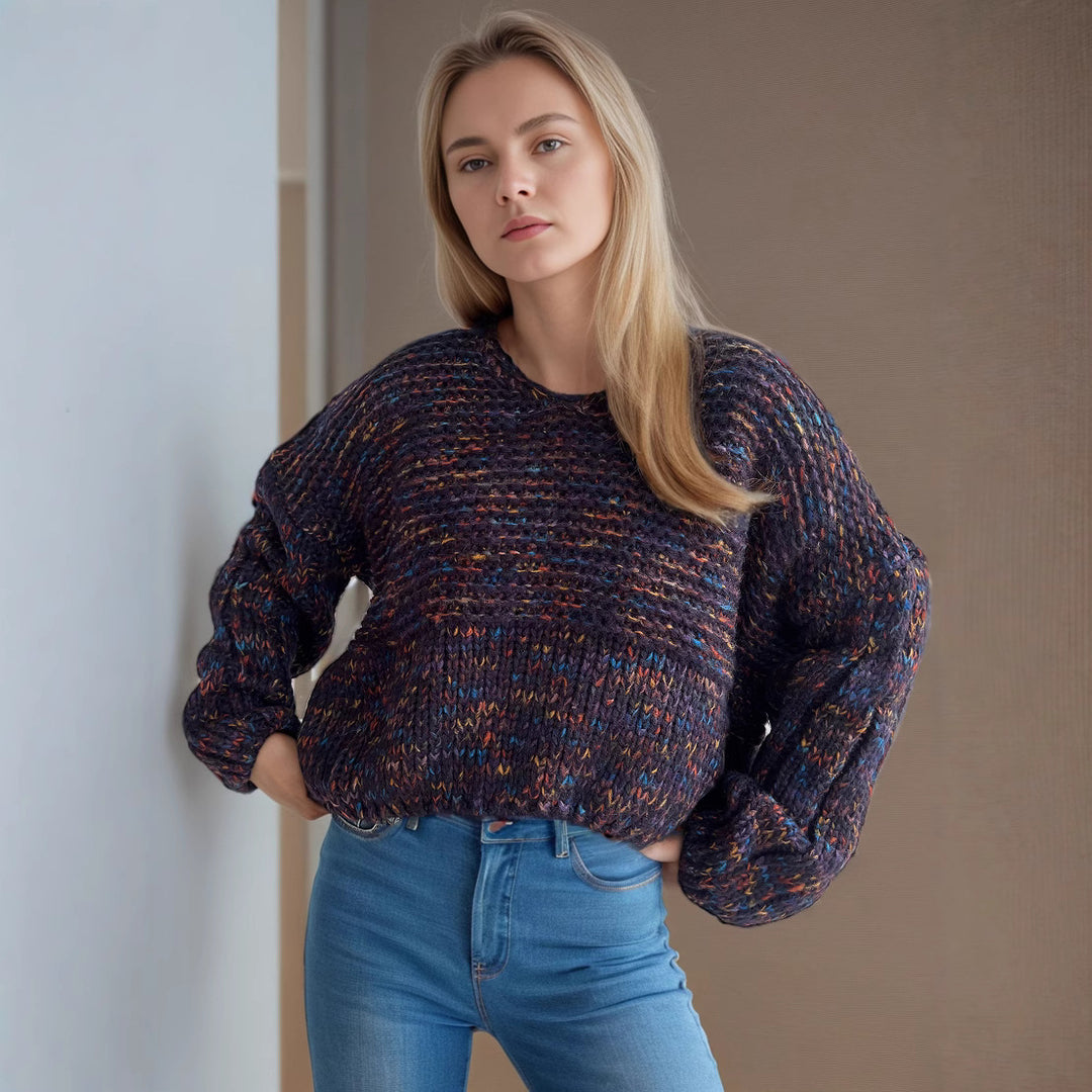 Damernas grovt stickad tröja med voluminösa ärmar Mirla-Eva Jonsson