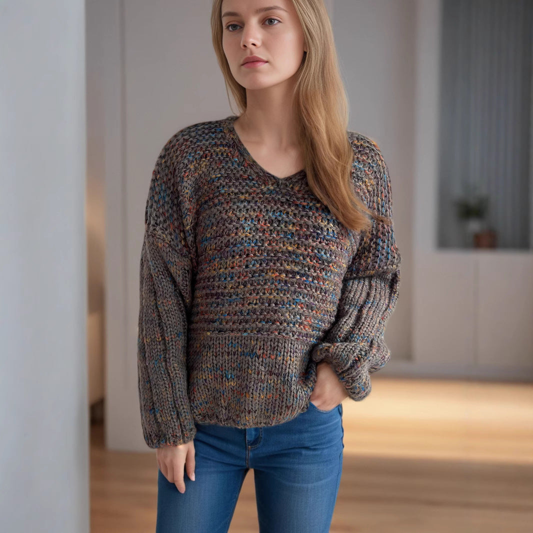 Damernas grovt stickad tröja med voluminösa ärmar Mirla-Eva Jonsson