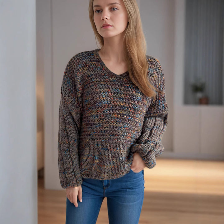 Damernas grovt stickad tröja med voluminösa ärmar Mirla-Eva Jonsson