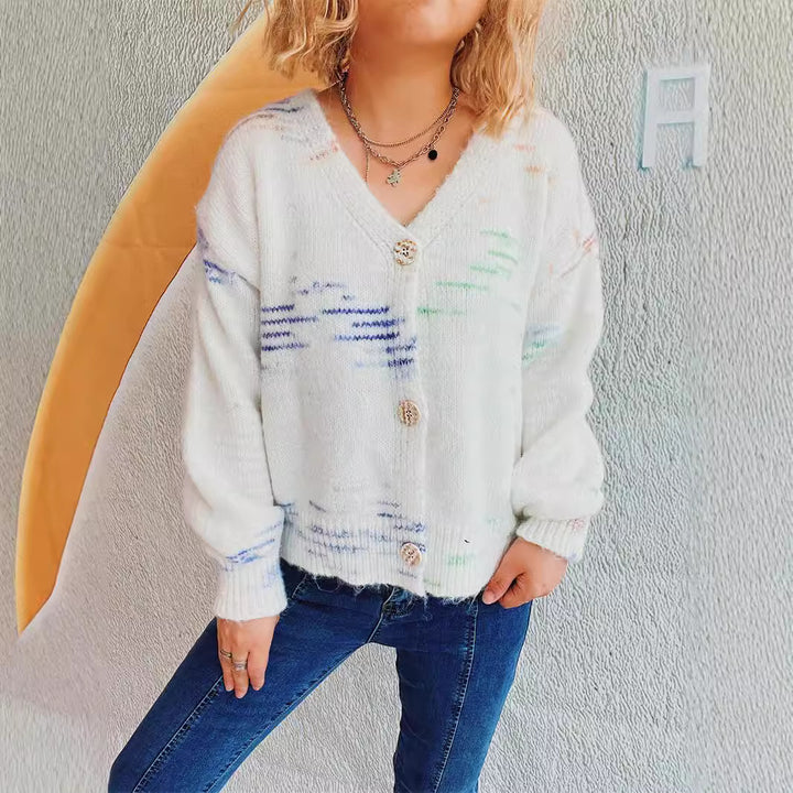 Damernas grovt stickade cardigan med modernt knappdesign och mjukt material Eva Jonsson-Eva Jonsson