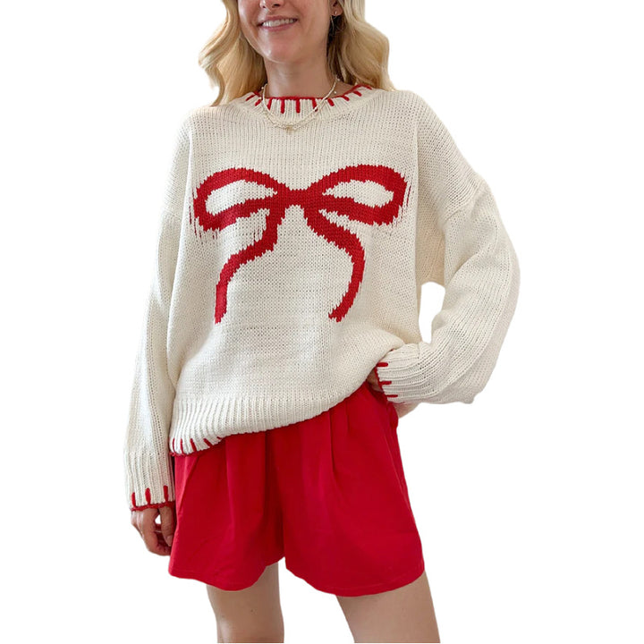 Damernas grovt stickade tröja med dekorativt slöjmönster och kontrasterande avslutningar Eva Jonsson-Eva Jonsson