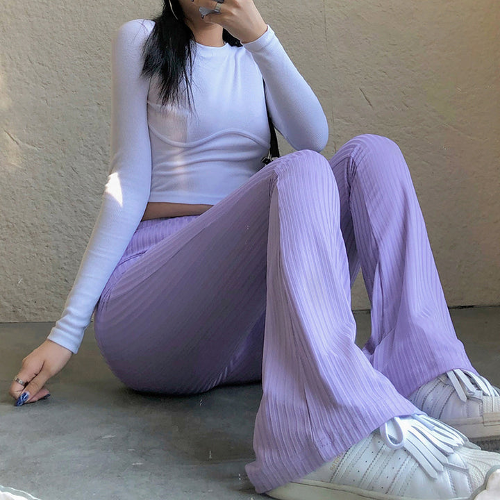 Damernas hög midja flare leggings i ribbad material Eva Jonsson-Eva Jonsson
