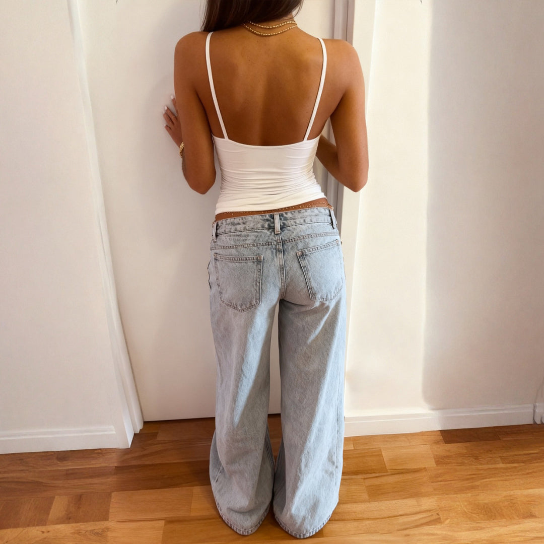 Damernas högskurna vida jeans Mirla-Eva Jonsson