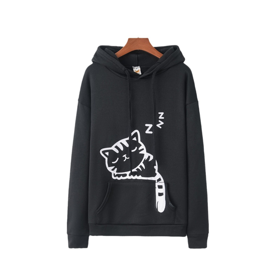 Damernas hoodie med gulligt kattmotiv Mirla-Eva Jonsson