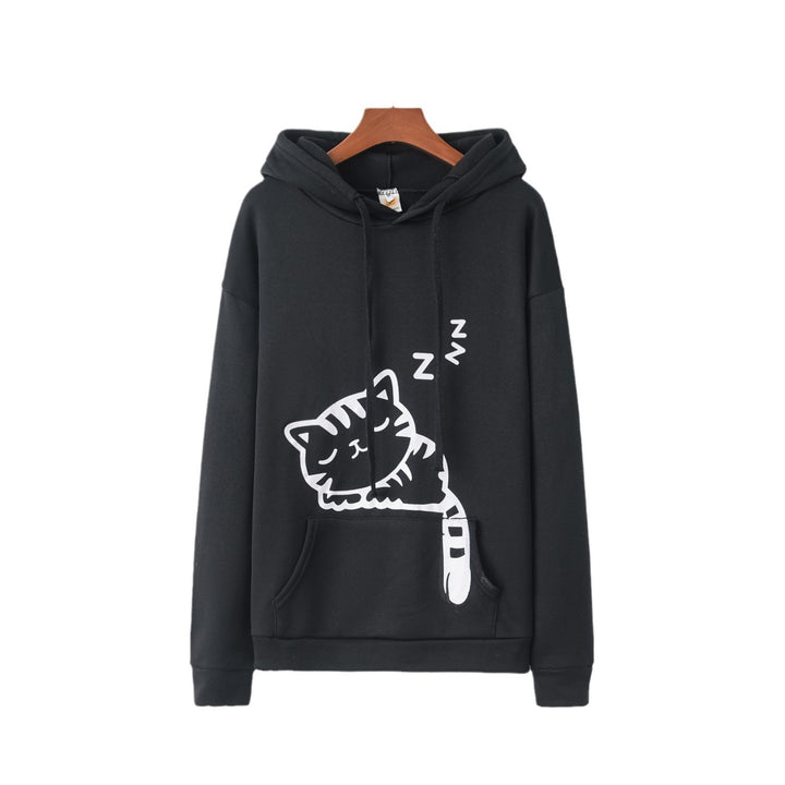 Damernas hoodie med gulligt kattmotiv Mirla-Eva Jonsson