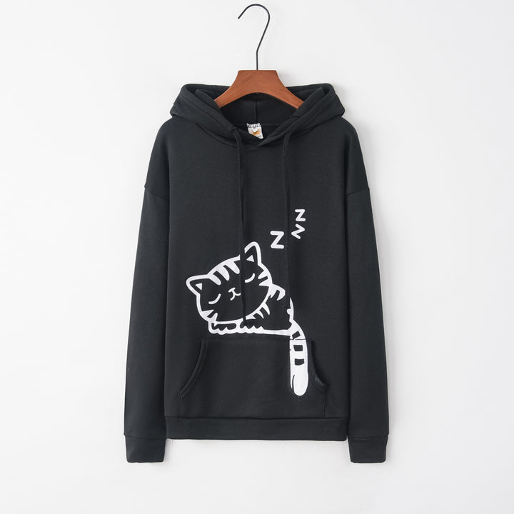 Damernas hoodie med gulligt kattmotiv Mirla-Eva Jonsson