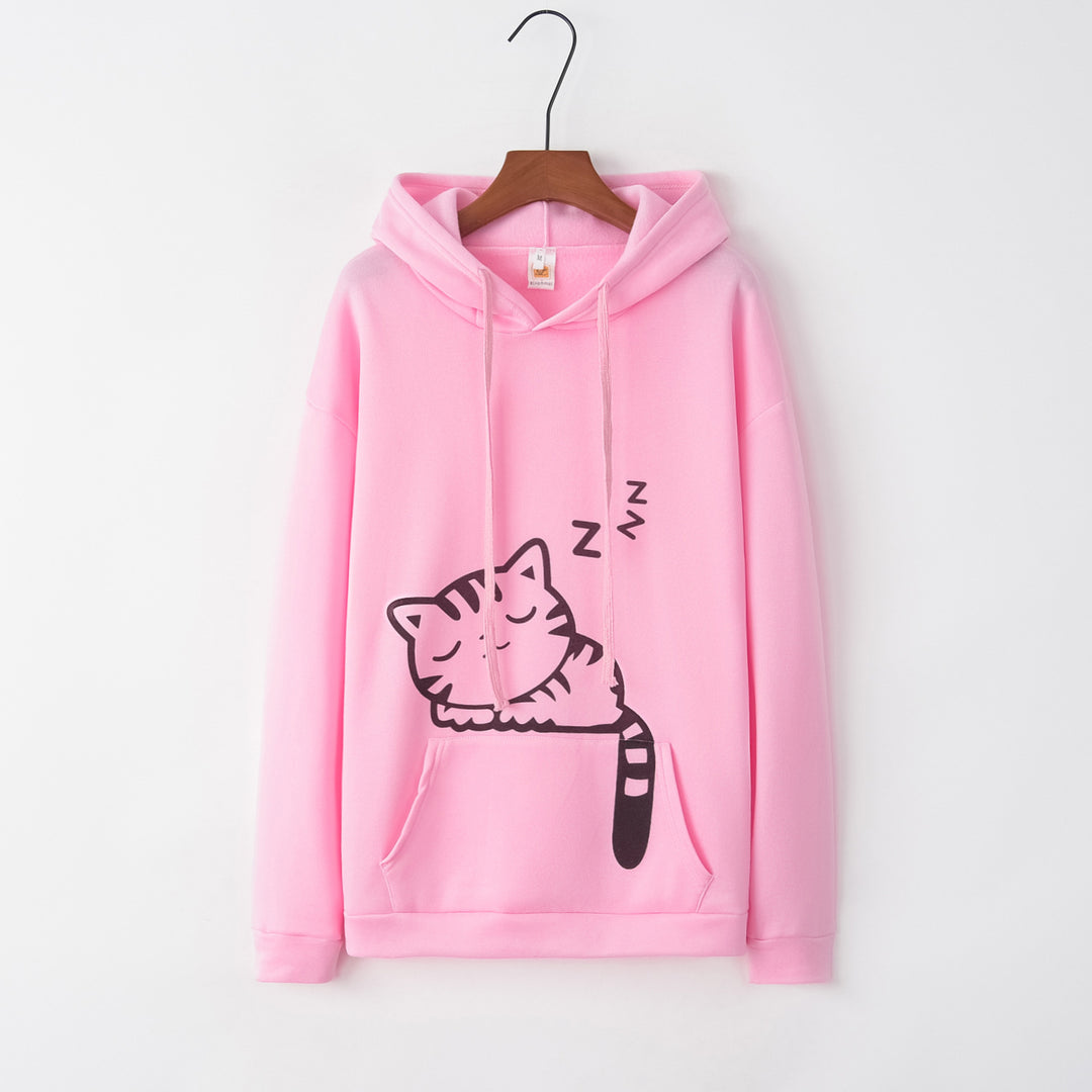 Damernas hoodie med gulligt kattmotiv Mirla-Eva Jonsson