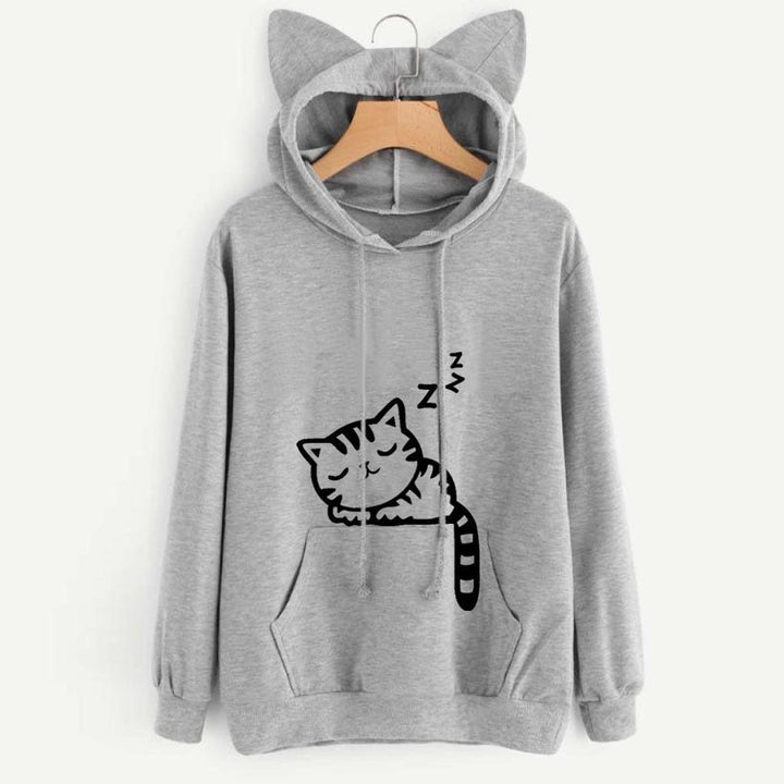 Damernas hoodie med gulligt kattmotiv Mirla-Eva Jonsson