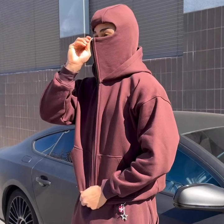 Damernas hoodiejacka med integrerat ansiktsskydd och praktisk dragkedja Mirla-Eva Jonsson