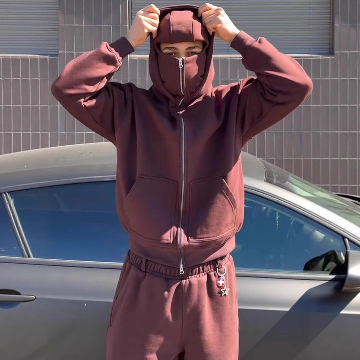 Damernas hoodiejacka med integrerat ansiktsskydd och praktisk dragkedja Mirla-Eva Jonsson
