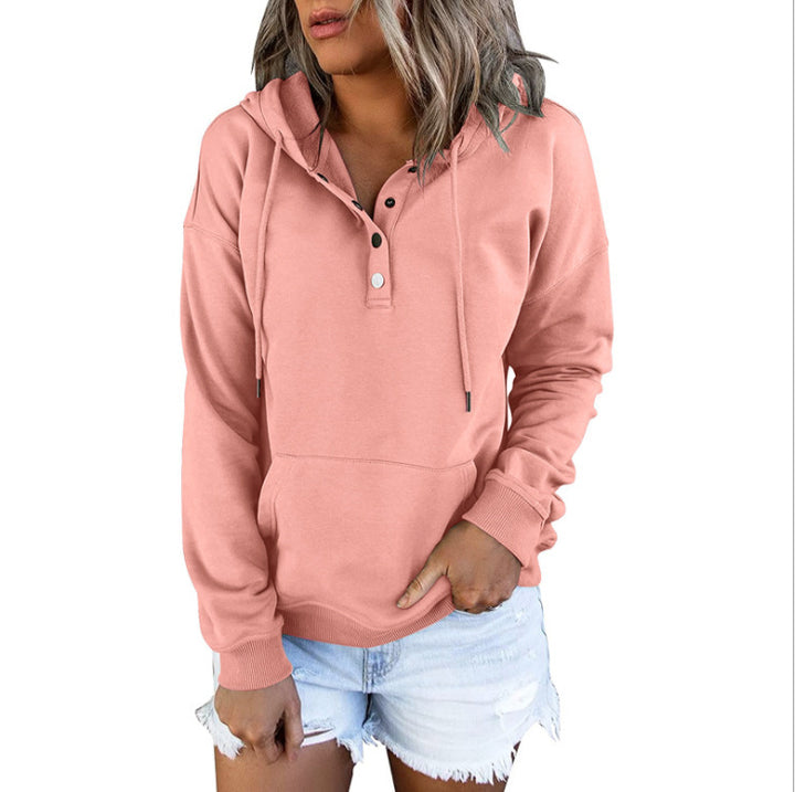 Damernas hoodtröja med integrerad knappslå Mirla-Eva Jonsson