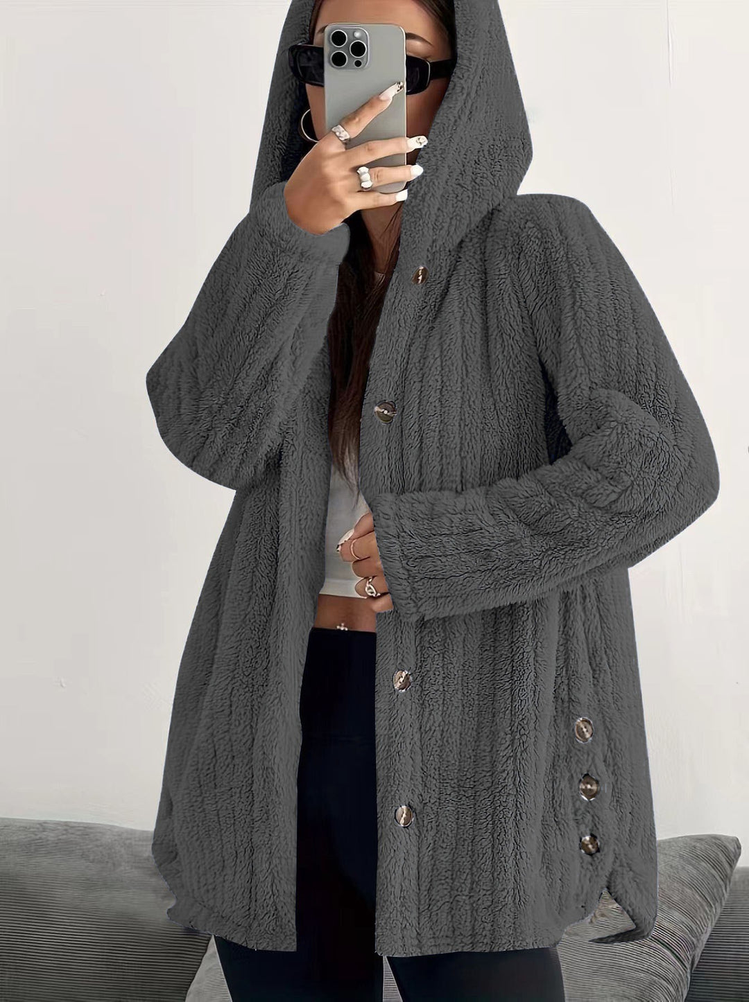 Damernas huoodjacka i mjuk fleece Mirla-Eva Jonsson