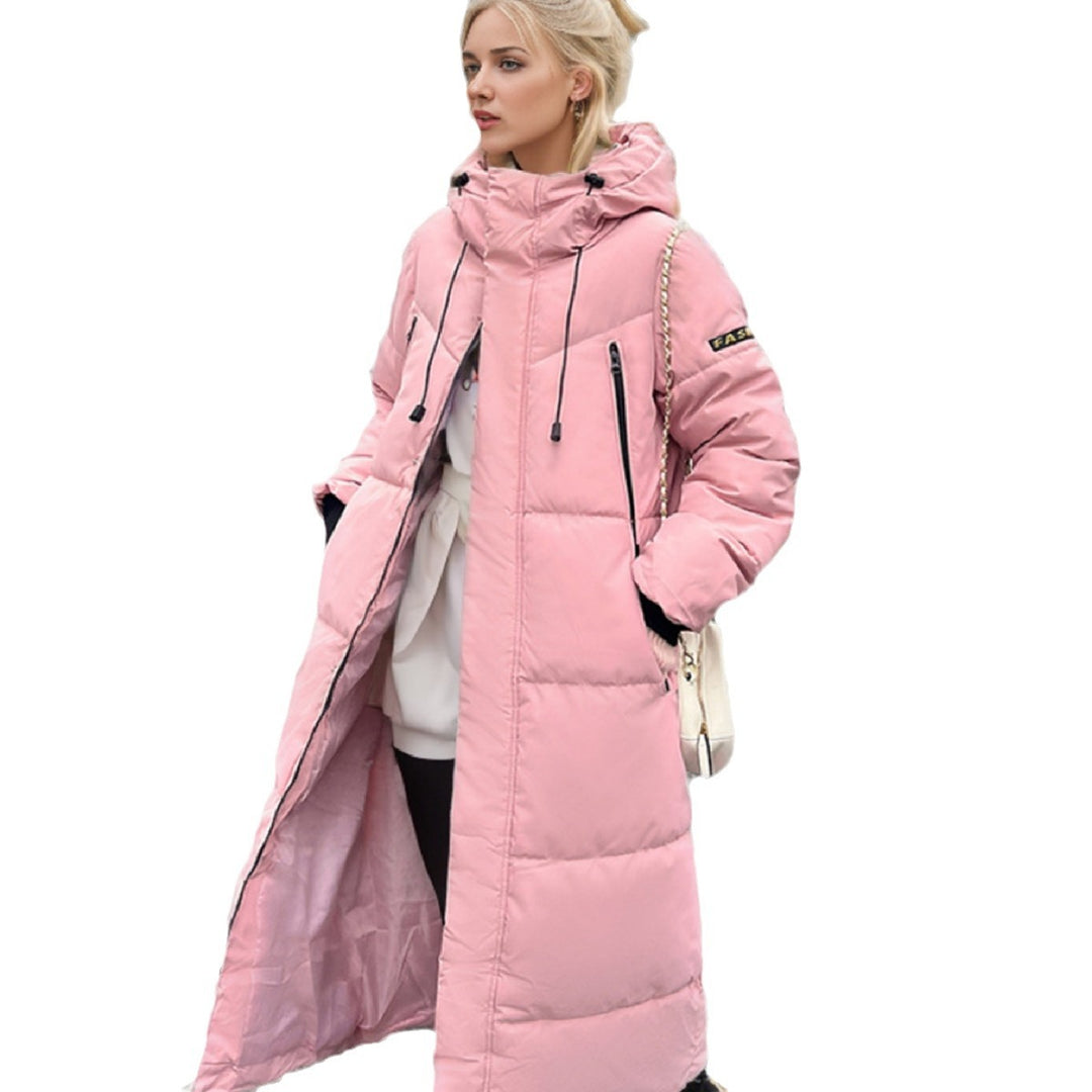 Damernas isolerade lång puffy-kappa med praktisk huva och stilig design Eva Jonsson-Eva Jonsson