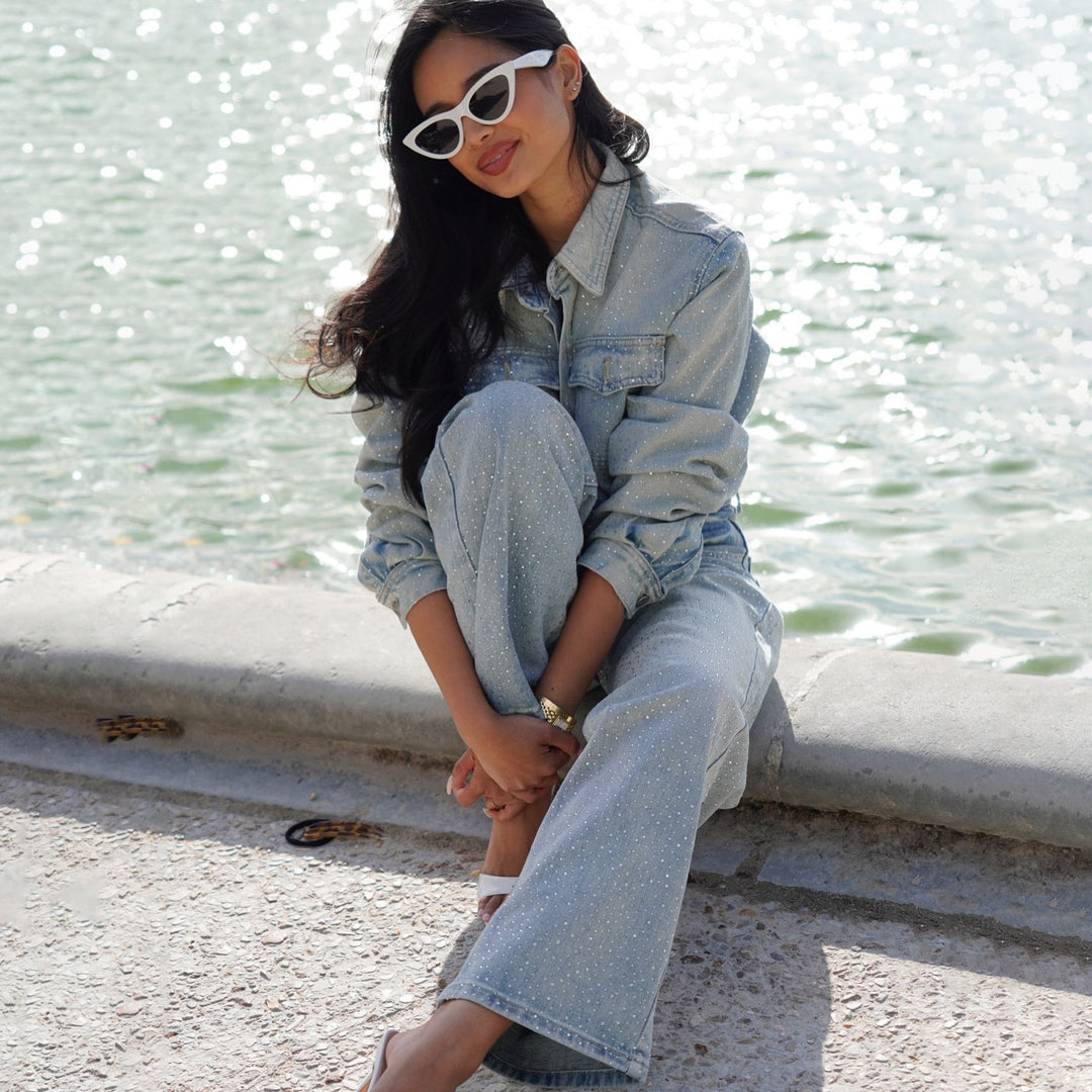 Damernas jeansjacka och vida jeans Mirla-Eva Jonsson
