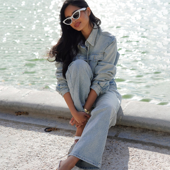 Damernas jeansjacka och vida jeans Mirla-Eva Jonsson