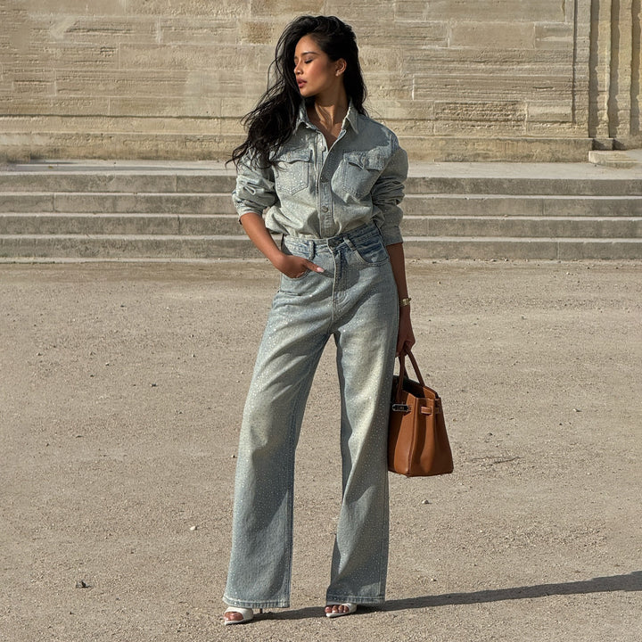 Damernas jeansjacka och vida jeans Mirla-Eva Jonsson