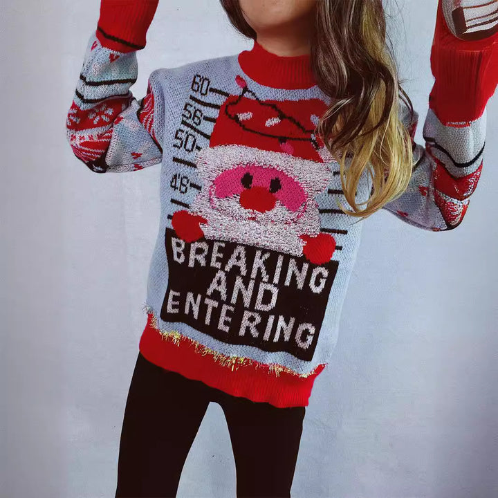 Damernas jultröja med festligt Santa-motiv och glänsande accenter Mirla-Eva Jonsson