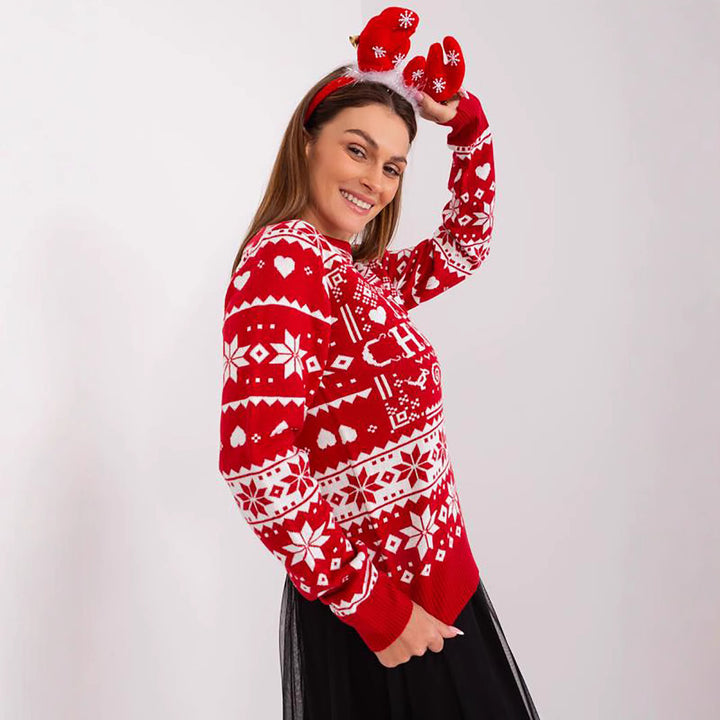 Damernas jultröja med festligt motiv och mysig stickning Mirla-Eva Jonsson