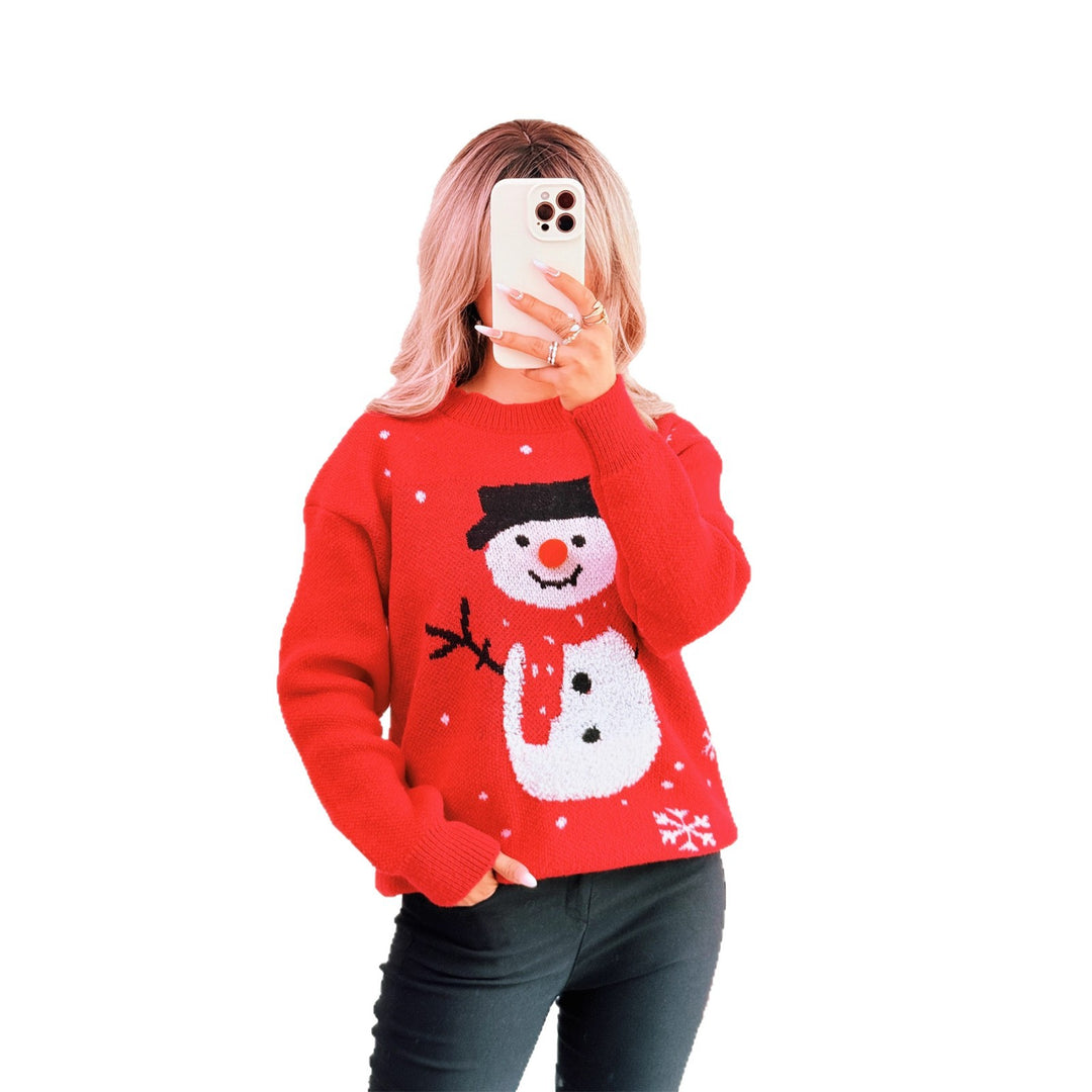 Damernas jultröja med festligt snögubbe-motiv och bekväm passform Mirla-Eva Jonsson