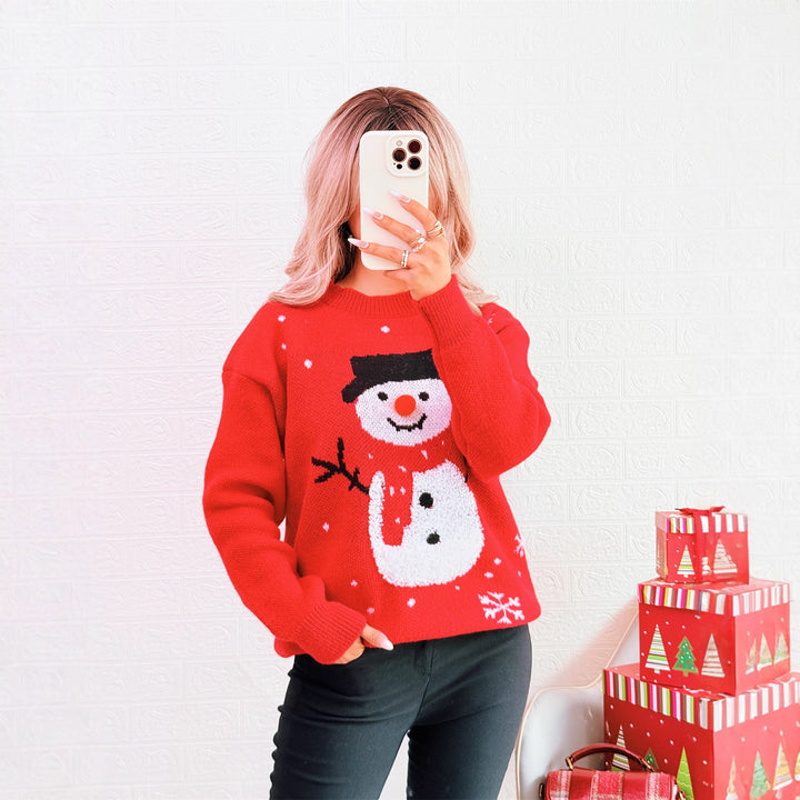 Damernas jultröja med festligt snögubbe-motiv och bekväm passform Mirla-Eva Jonsson