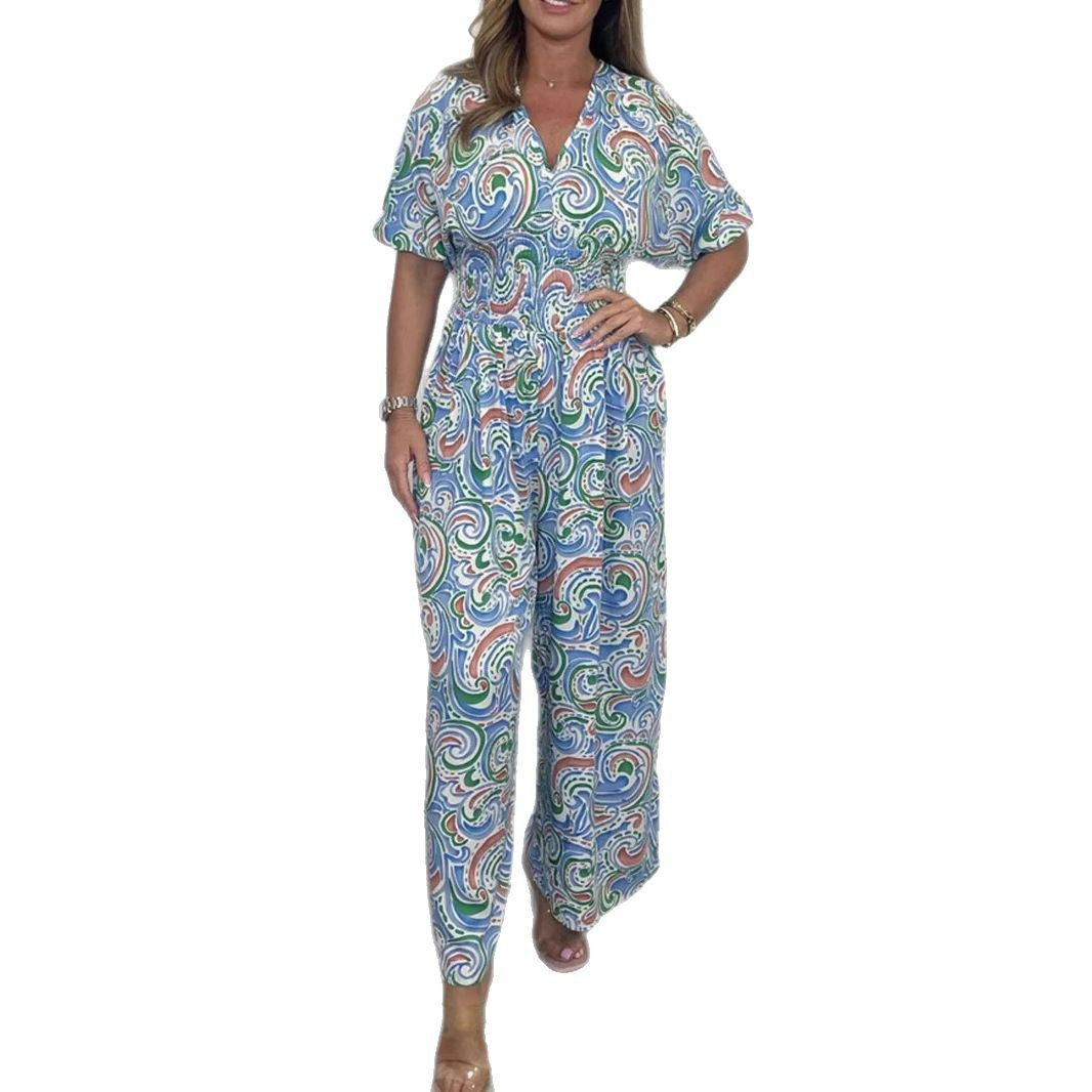 Damernas jumpsuit med elastisk midjeband och exklusiv mönster Mirla-Eva Jonsson
