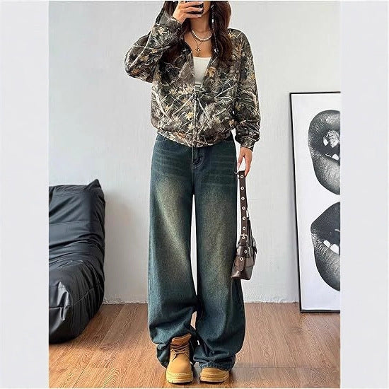Damernas kamouflage hoodie med dragkedja och fickor Mirla-Eva Jonsson