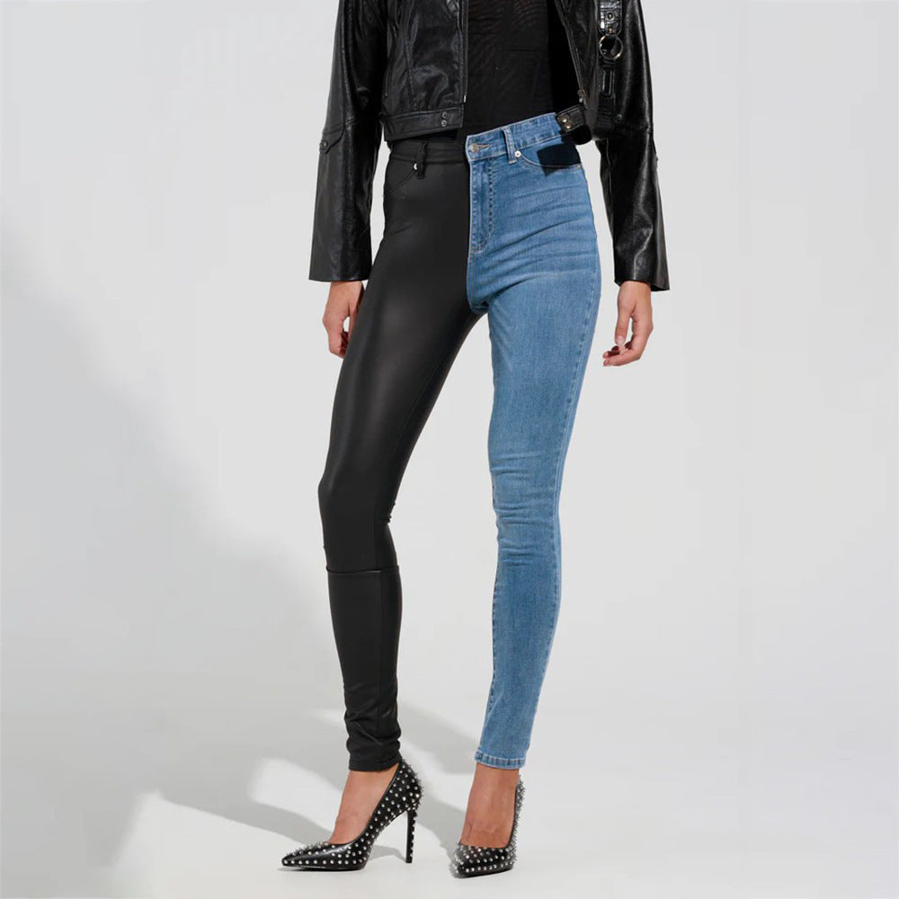 Damernas kombinationsjeans med hög midja och kontrastmaterial Mirla-Eva Jonsson
