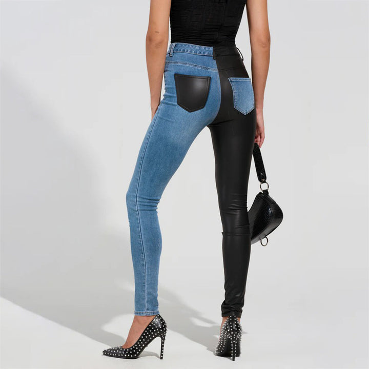 Damernas kombinationsjeans med hög midja och kontrastmaterial Mirla-Eva Jonsson