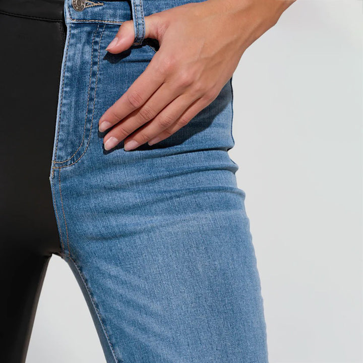Damernas kombinationsjeans med hög midja och kontrastmaterial Mirla-Eva Jonsson