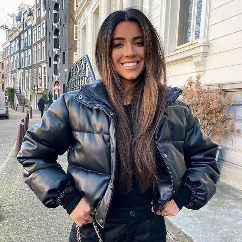 Damernas konstläder quiltad jacka Eva Jonsson-Eva Jonsson