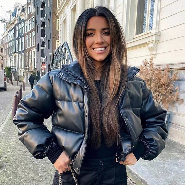 Damernas konstläder quiltad jacka Eva Jonsson-Eva Jonsson