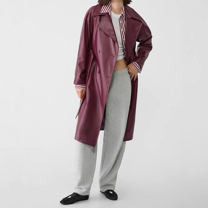 Damernas konstläder-trenchcoat med elegant snitt Mirla-Eva Jonsson