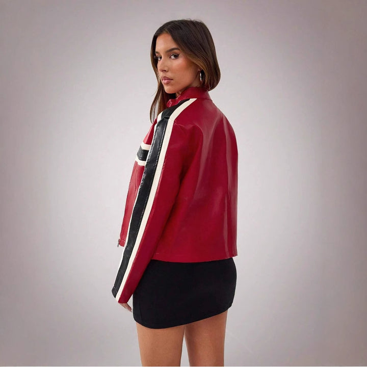 Damernas konstläderjacka i sportig retro-design Mirla-Eva Jonsson