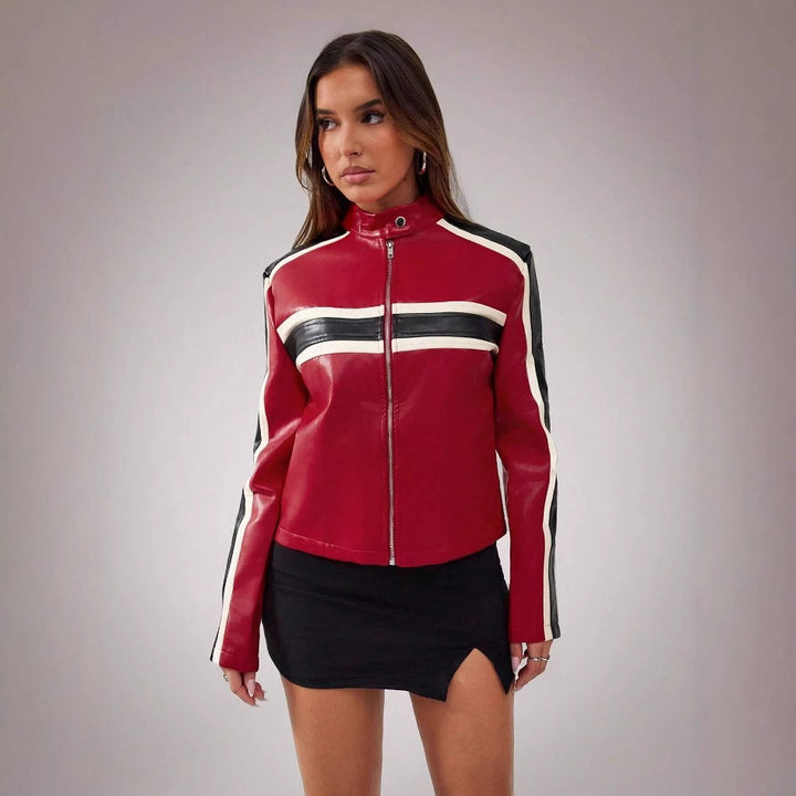 Damernas konstläderjacka i sportig retro-design Mirla-Eva Jonsson