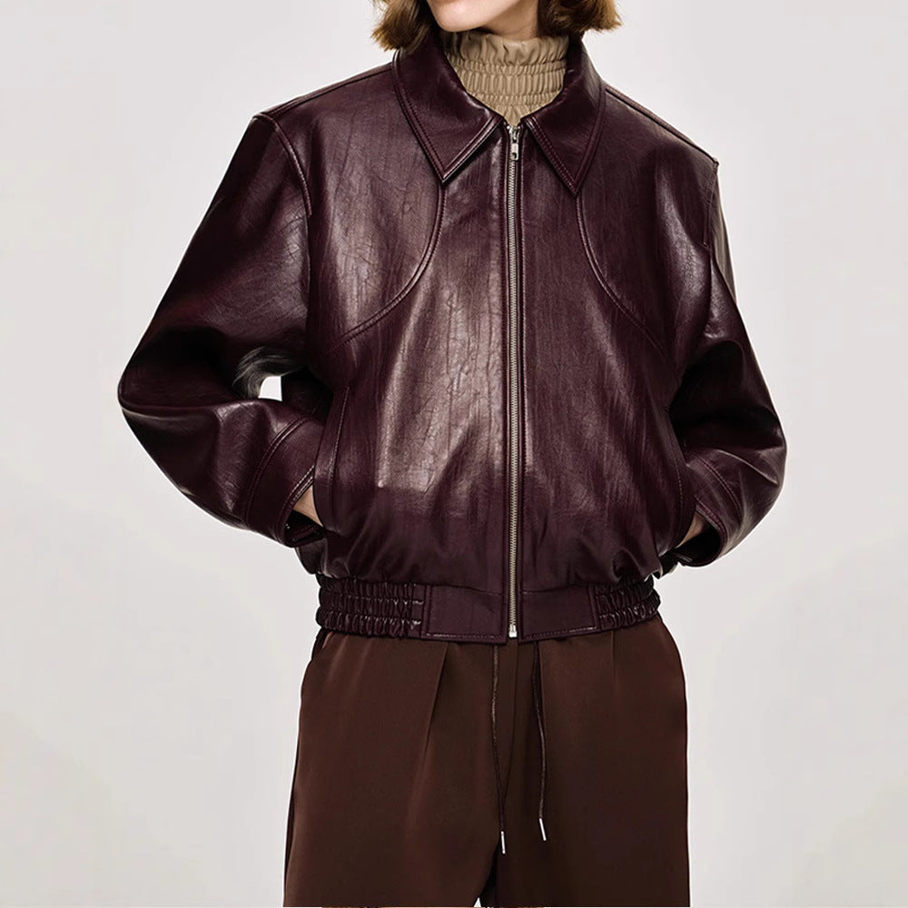 Damernas konstläderjacka med moderiktigt oversize-snitt och elastisk midja Mirla-Eva Jonsson