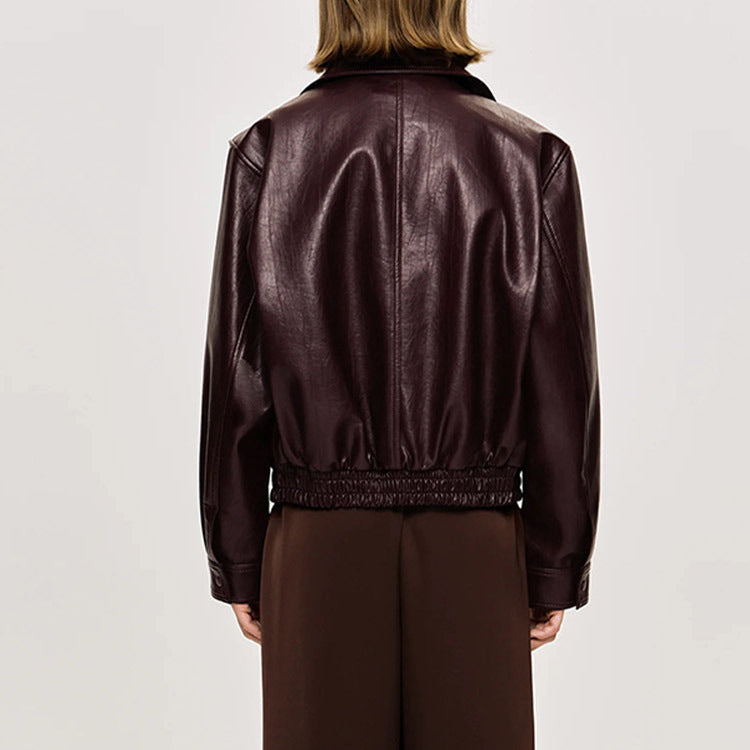 Damernas konstläderjacka med moderiktigt oversize-snitt och elastisk midja Mirla-Eva Jonsson