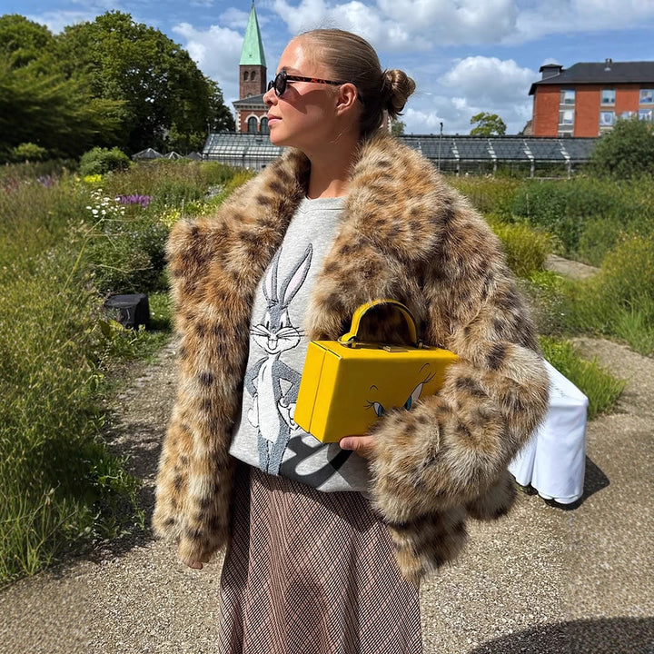 Damernas konstläderpälsjacka i leopardmönster Mirla-Eva Jonsson