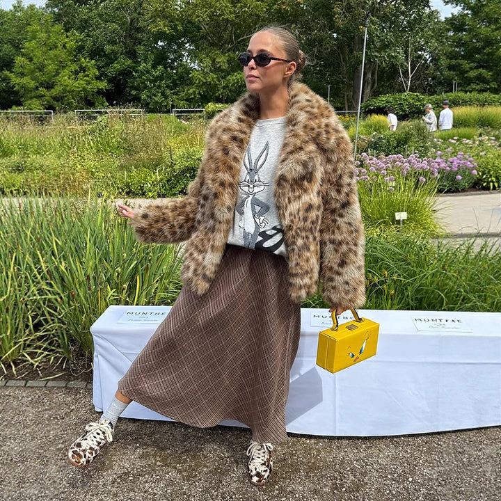 Damernas konstläderpälsjacka i leopardmönster Mirla-Eva Jonsson