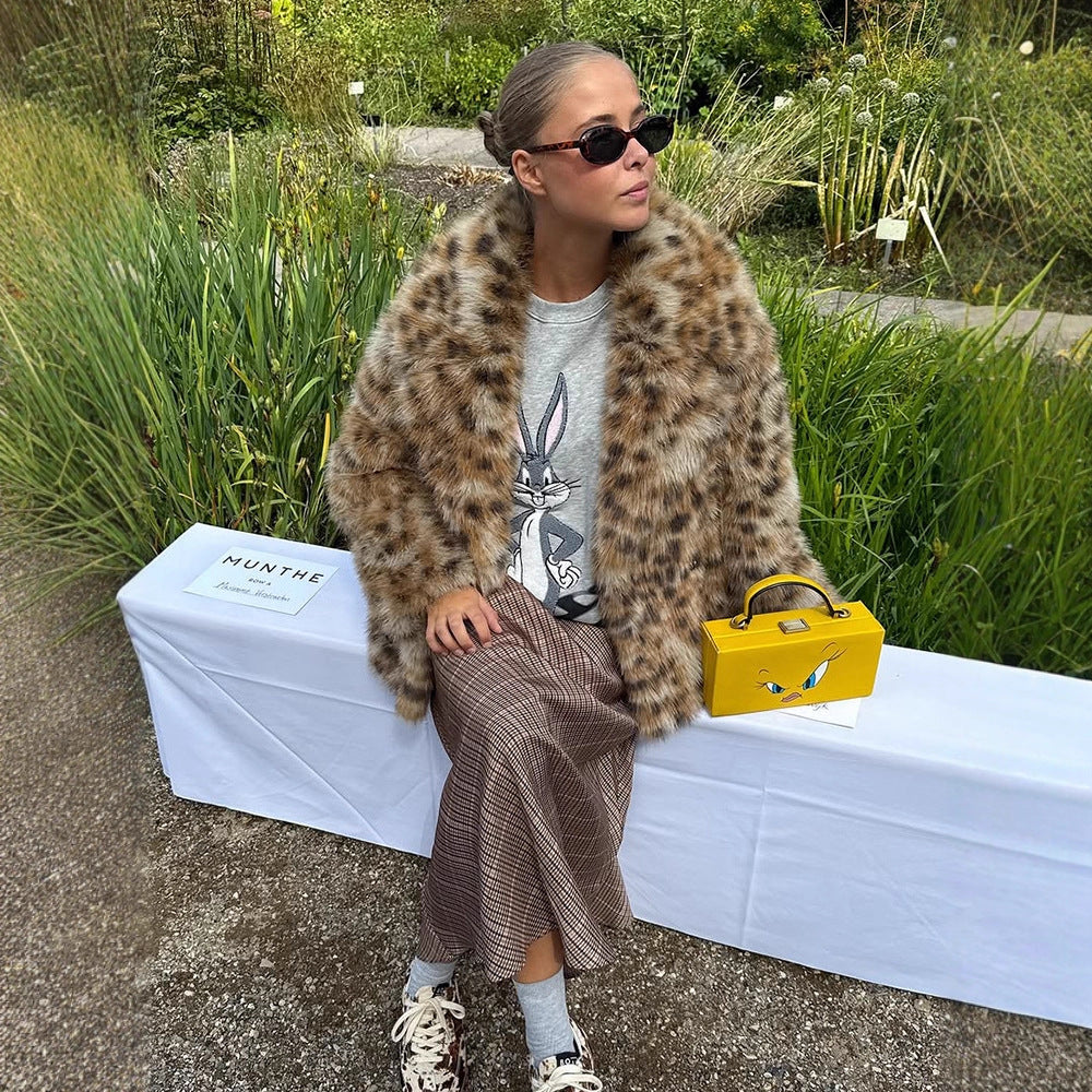 Damernas konstläderpälsjacka i leopardmönster Mirla-Eva Jonsson
