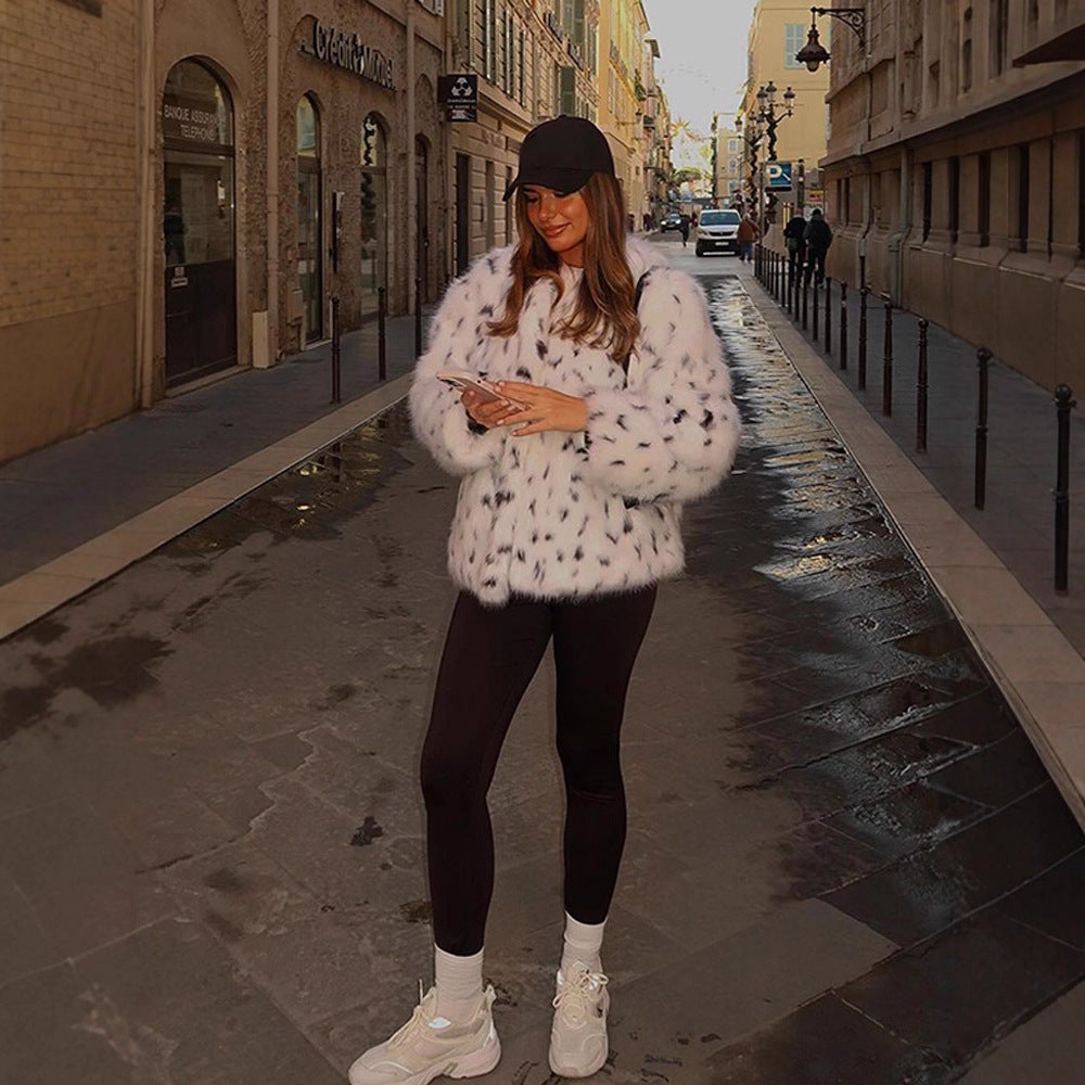 Damernas konstpälskappa med modern djurtryck Eva Jonsson-Eva Jonsson