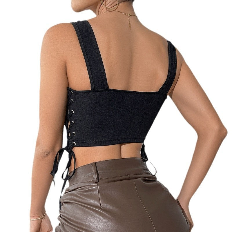 Damernas korsett-crop-top med sidovadningsdetaljer Mirla-Eva Jonsson